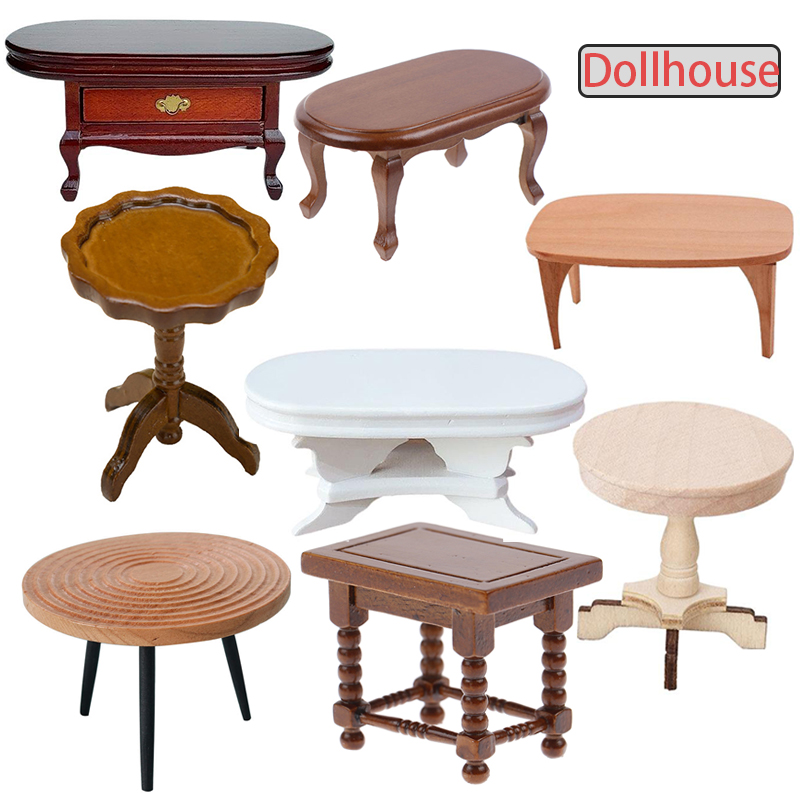 Outdoor Furniture Wood - 1:12 인형집 미니어처 원형 테이블 티