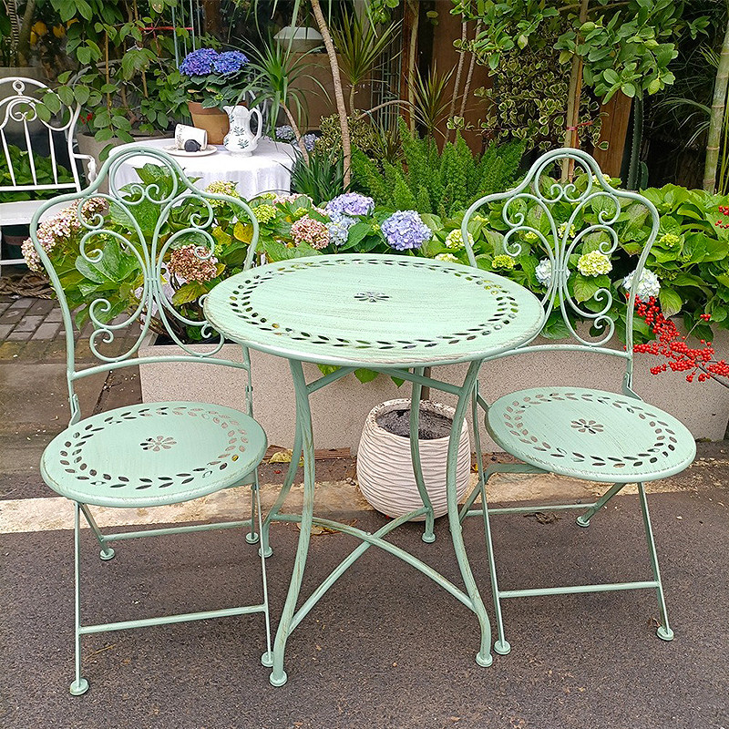 프랑스 컨트리풍 철제 테이블 및 의자, 야외 파티오 가 - Outdoor Furniture Metal Chairs 리뷰 및 가격