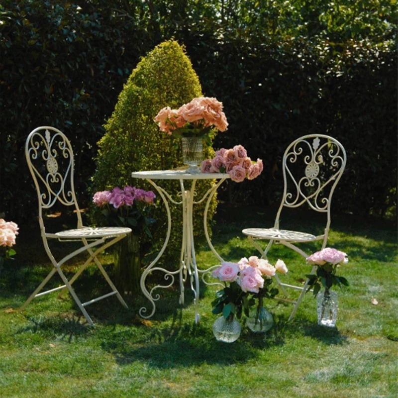 프랑스 빈티지 철제 테이블 및 의자, 속이 빈 카페 정 - Outdoor Furniture Metal Chairs 리뷰 및 가격