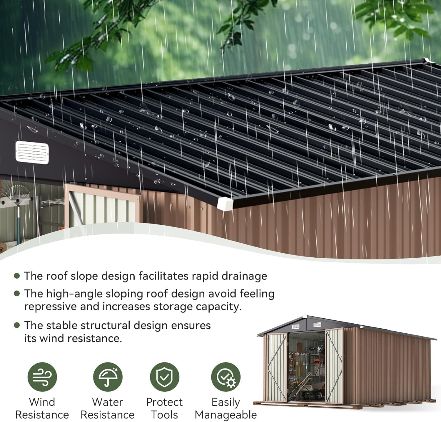 12 x 10피트 야외용 창고형 보관소, 이중 경첩식  - Outdoor Furniture Metal 리뷰 및 가격