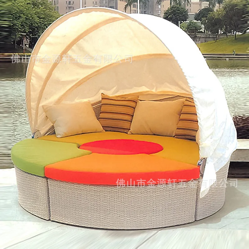 라운드 라탄 야외 데이베드 파티오 풀사이드 라운저 위커 - Outdoor Daybed Furniture 리뷰 및 가격